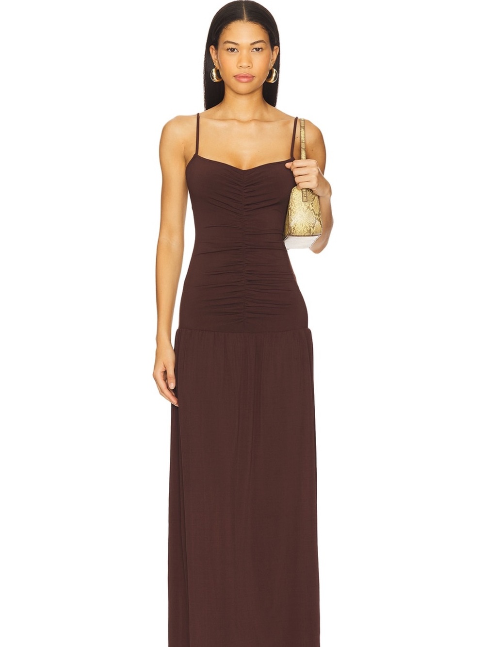 WeWoreWhat Brown Ruched Maxi Dress
